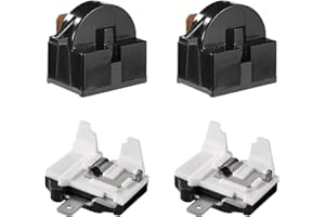 TINOALY 2pz Relè di Avviamento QP2-4.7 e 2pz Protettori di Sovraccarico per Frigorifero 6750C-0005P, Relè di Avviamento per Frigorifero PTC a 1 Pin da 4,7 Ohm Relè QP2-4r7 per Compressore per Frigorifero LG