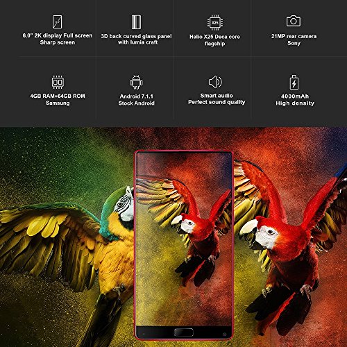 Elephone S8- 4G Smartphone ohne Vertrag, 6.0 Zoll, Android 7.1.1, Deca-Core Helio X25 CPU Mali T880 2.5GHz , 4GB RAM 64GB ROM, 4000mAh, Fingerabdruckerkennung, Dual Kamera, Dual SIM (Blau)