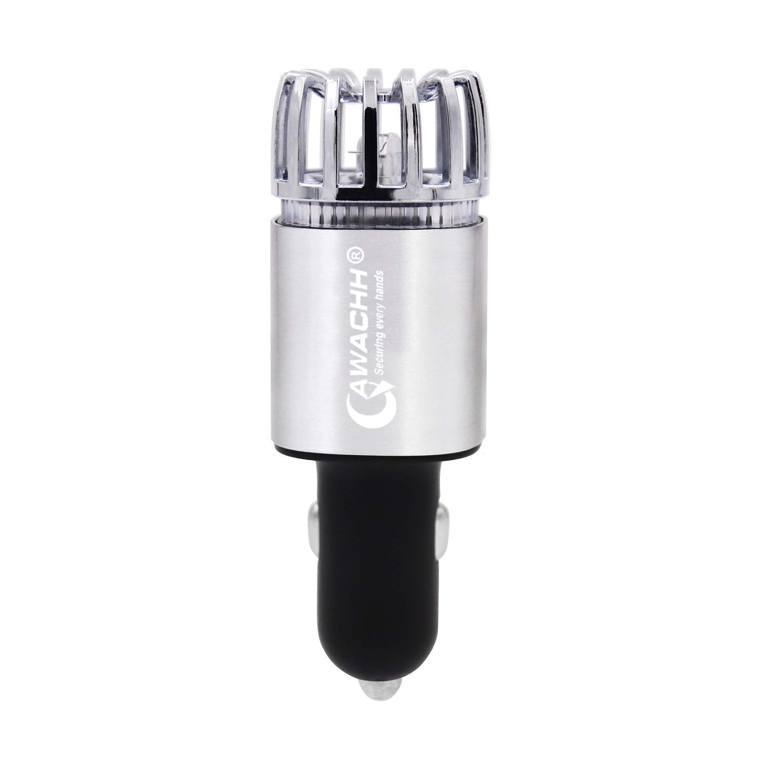 QAWACHHÂ® 2-in-1 Car Air Purifier & Dual USB Car Charger with USB Cable(Metallic Silver)