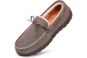 MIXIN Men's Cosy Slippers Anti-Slip Faux Fur House Shoes with Memory Foam Indoor Outdoor Slippers