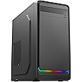 CiT Home ARGB PC Case, Micro-ATX, Minimalist Design, Spacious Interior, Room To Mount 4 Fans, ARGB LED Strip, Two USB Ports Included, High Performance Chassis For Home and Office Environments | Black