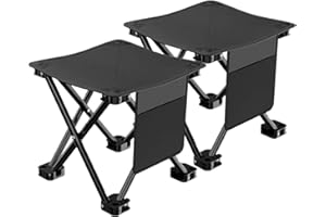 COADILNIO Camping Stool 2 Pack,Folding Chairs Outdoor,Fold Up Chairs, Portable Collapsible Chair for Outdoor Walking Hiking Fishing 330 LBS Capacity with Carry Bag (2, BLACK)