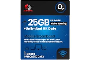 SCANCOM O2 Global Roaming Data Sim - 25GB Roaming Data in Europe & USA + Unlimited UK Data - Perfect for unlocked Phones and Wifi Routers - Activate when you receive the SIM (1 Month)