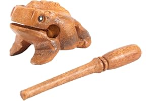 OTUFAN Wooden Croaking Frog, Fair Trade Percussion Instrument with Mallet Thai Traditional Craft Wooden Lucky Frog for Home Office Decor Miniatures Gift(12.7CM)