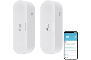 RISOON Smart Thermometer Hygrometer, Zigbee Indoor Thermometer and Humidity Sensor with App Notification, Homekit Temperature Monitor Work with Alexa, Zigbee Hub Required, USB/Battery Powered (2-Pack)