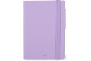 Legami - Agenda Giornaliera Small, 12 Mesi, da Gennaio 2024 a Dicembre 2024, Chiusura con Elastico, Planner mensile gennaio 2025, Taschina finale, Rubrica estraibile, 9,5x13,5 cm, Colore Lavender