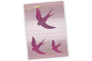 CraftStar Swallows Stencil - A4 Reusable Swallow Stencil Sheet