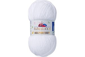 AYOSTEX Himalaya Dolphin Baby 120m, 100g |Weiß I 100% Polyester I Strickgarn I Flauschwolle I Babywolle I kuschelweiche Wolle für Ihr Baby I Chenillewolle I zum Stricken oder Häkeln
