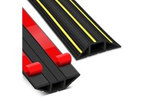 SUIMLMTA Floor Cable Cover, 1 Meter Floor Cable Protector, Self Adhesive, Rubber Wire Covers for Cables with 3 Cord Channels, Heavy Duty Floor Cable Tidy for Indoor Outdoor, Black