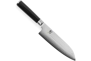 KAI Shun Classic Santoku 18 cm Longueur de Lame - Couteau Damas 32 Couches Noyau VG MAX - 61 (±1) HRC - Manche en Pakkawood - Fabriqué au Japon - Couteau de Chef Japonais Forgé
