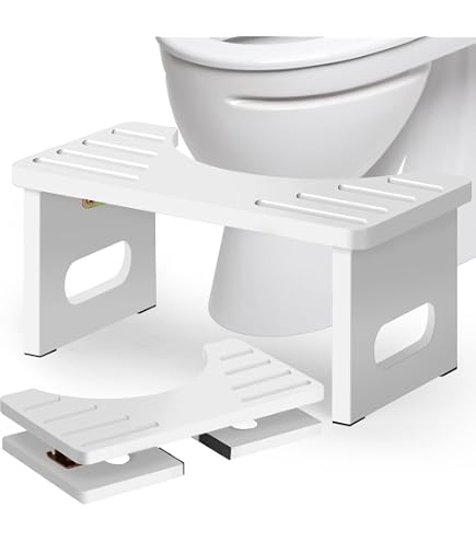 Tabouret De Toilette Pliable En Bois - Forme En C, Hauteur 7,5", Capacité 350 Kg (blanc)