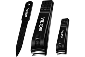 OCBA 2Pcs Nail Clippers with Nail File Stainless Steel Toe Nail Clippers for Thick Nails Baby Nail Clippers Professional Heavy Duty Toenail Clippers Set for Men Women