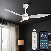 132cm Modern Goes Uzaktan Kumandalı 3 Kanatlı Uygulamalı Tavan Vantilat&ouml;r&uuml; Ve Led Lamba Işık 64W Beyaz-Beyaz