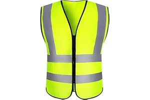 Oyayubi Warnwesten Auto Pannenweste, 2022 Gelb Warnweste mit Reißverschluss und 360 Grad Reflektierende Streifen, Neongelb Sicherheitsweste, Waschbar Reflektierend Weste, Herren Frauen, Pkw, LKW