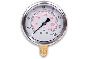 DPM TAPES Manometro glicerina attacco radiale, in acciaio inox IP65 63 mm con connettore dal basso, 1/4 glicerina (0-160 bar)