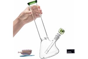 RORA Szklana fajka wodna, 14,5 mm, 28 cm, szklane bongo, perkolator, filtr, bonga z adapterem do miski na dół (zielona)