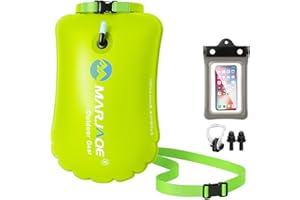 LXUBDXY 2 en 1 Bouée de Natation et Sac à Dos étanche, 20L Bouee Nage Eau Libre, Gonfleur Bouée avec Pochette Étanche Téléphone, Pince-Nez et Bouchons d'Oreilles, pour Kayak, Triathlon, Surf et Plongée Libre