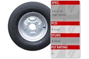 TRIDENT 145/80R10 Trailer Spare Wheel & 4 Ply Tyre - 4 Stud 4