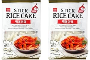POKOHOME Korean Rice Cake Snacks, Wang Korean Rice Cake Tteokbokki Topokki 600g | Gluten Free & Vegan Friendly (PACK 2, Stick cake - 4packs x 150g)
