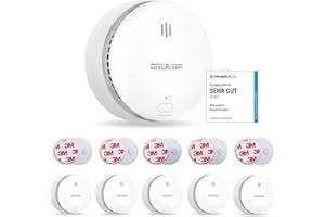 Rauchmelder, mit Magnethalterung, Rauchmelder 10 Jahre Batterie Austauschbarer, Feuermelder mit Stille/Test-Taste, entspricht dem TÜV Zertifiziert EN 14604 Standard (5 STÜCK)