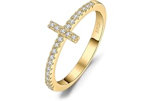 JewelryPalace Croix Bague Taille Rond Cubic Zirconium Pierre Argent 925 Femme, Plaqué Or Jaune Plaqué Or Rose Bague Fiançailles Mariage Promise Alliance, Ensemble Bijoux Mariee Cadeau d'Anniversaire