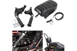 Hokuotolite Passenger Pillion Seat with Passenger Footpeg Mount Kit fits for Harley 2016-2022 Sportster Iron 883 XL883N Models
