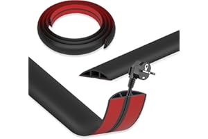 DIKARIYA Pasacables Suelo, Canaleta Pasacables para Suelo, Protector de Cables para Suelo, Cubiertas de Suelo para Cables Autoadhesiva Montaje para Todos los Hogar, Oficina, Escuela, Almacén