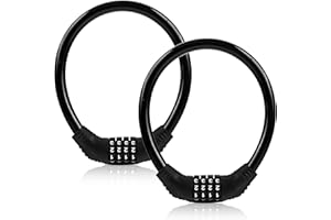 AQUZHOU Bike Lock Cable, Bike Accessories, Bike Locks Heavy Duty Anti Theft, Combination Cable Lock for Outdoor Equipment (2Ps, 1Ft, Reset Combo)