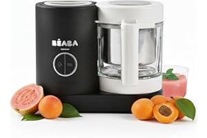 BÉABA, Babycook Néo, Robot Bébé 6 en 1, Made in France, Mixeur-Cuiseur, Bol en Verre et Cuve Inox, Diversification alimentaire, Petits pots bébé maison, Cuisson Vapeur Douce Rapide, Noir