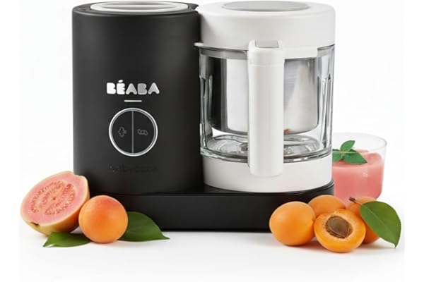 BÉABA, Babycook Néo, Robot Bébé 6 en 1, Made in France, Mixeur-Cuiseur, Bol en Verre et Cuve Inox, Diversification alimentaire, Petits pots bébé maison, Cuisson Vapeur Douce Rapide, Noir