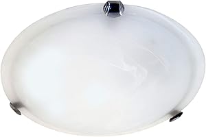 VELAMP Sirio Plafoniera Tonda in Vetro, alabastro, Diametro 30cm. Attacco per 1 Lampadina E27. Compatibile LED. Montaggio Semplice. Design Elegante, Bianco