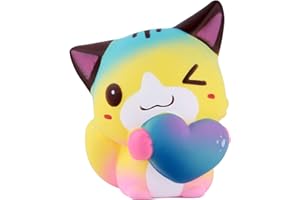 Anboor Juguetes Antiestrés Gato Squishy Lento Aumento Jumbo Super Suave Perfumado Kawaii El Alivio del estrés Amor Corazón