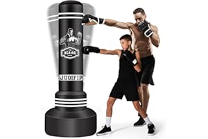 NZQXJXZ Punching Bags for Adults - 180cm Heavy Standing Boxing Bag Inflatable Kickboxing Bag for Training MMA Muay Thai Fitness