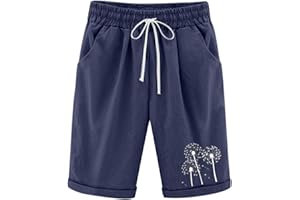 BLINGKO Shorts Et Bermudas Femme Fluide Léger Shorts Et Bermudas Yoga Fitness Jogging Gym Pantalon de Plage Loisir élastique Sport Jogging LâChe Couleur Unie Short d'été avec Poches Pantalon Court