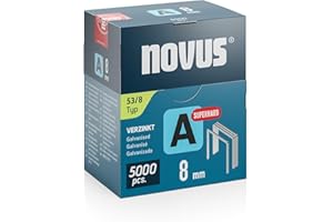‎NOVUS TOOLS NOVUS TOOLS Feindrahtklammern 8 mm "superhart", 5000 Tacker-Klammern vom Typ 53/8, Großverpackung, Heftmittel für Stoffe, Gewebe und Maschendraht