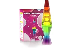 Soarling Bulb Liquid Motion Lamp, Relaxing Liquid Lamp Lights, Retro Nightlight, Mood Light for Bedroom Living Room Office, Adults Kids Gift (14.5", Colorful Base with Wax)