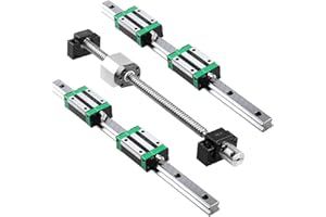 CNCMANS Linear Guide Set Includes 2 x HGR20 800 mm Linear Rail with 4 x Sliding Block + 1 x SFU1605 800 mm Ball Screw with Ball Nut, BF/BK12 End Support, Coupling, Nut Housing