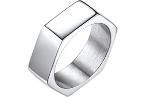 Richsteel Anello Creativo Dado Esagonale con Rune Anello Minimalista da Uomo Unisex Stile Punk HIppie Hiphop Personalizzabile Argento/Nero/18k Oro in Acciaio Inox