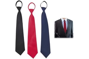 FLOTRUTE 3 Stück Herren Krawatte Set, Bereits Gebundene Krawatten mit Gummizug, Verstellbarer Krawatte im Satin Finish mit Reißverschluss, Sicherheitskrawatte, Hochzeit Schlips, Trauerkrawatte