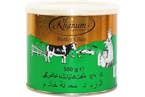 KAJAL Khanum Graisse au beurre pure Ghee 500 g – Graisse au beurre de qualité supérieure pour rôtir, cuisiner et cuire | Parfait pour frire, point de fumée élevé, sans additifs avec autocollant Khôl
