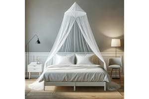 ZUFIO Moskitiera na łóżko, ochrona przed owadami do łóżek pojedynczych i podwójnych, idealna w podróży, baldachim z kołkami, haczykami samoprzylepnymi i torbą, siatka na owady o drobnych oczkach, do użytku