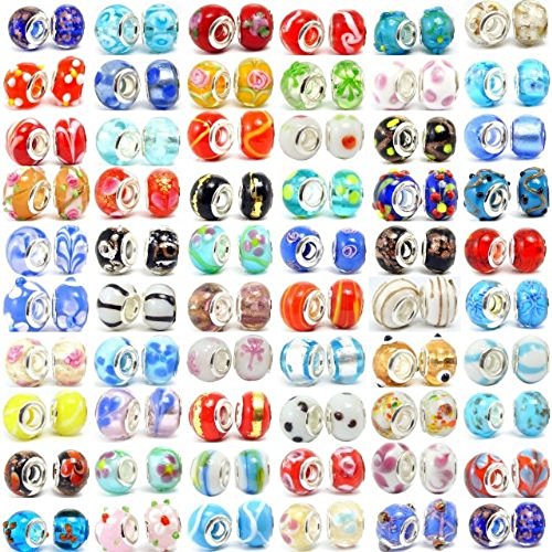 Buckets of Beads B0036FFHBS Diez Cuentas de Cristal de Murano de Colores Surtidos