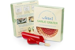 THE GREAT GARLIC GRATER Garlic Grater Plate Set with Brush and Peeler. (#Ref 13). Handmade and Hand Painted in Cordoba, Spain. Orange with red Rim and Circle. Moroccan red Pattern.