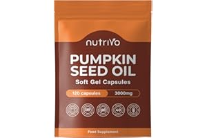 NUTRIVO Pumpkin Seed Oil Capsules 1000mg (3000mg per 3 Soft Gel Serving) | 120 Capsules | Cold Pressed | Pumpkin Seed Oil for Hair, Prostate and Bladder | UK Made