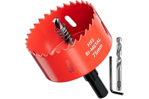 GARHWAL Bi-metalowa otwornica 75 mm, koronka wiertnicza, wiertło do otworów, z adapterem trójkątnym i wiertłem centrującym – precyzyjne i szybkie cięcie drewna, tworzywa sztucznego, płyt