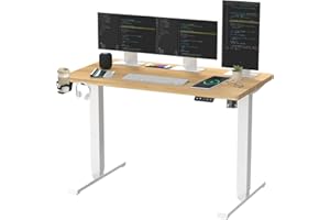 SANODESK QS 140 x 60 cm Escritorio Elevable Eléctrico Mesa Elevable Escritorio Regulable en Altura Eléctrico/Standing Desk con Tablero Telescópico Bidireccional con Función de Memoria - Arce