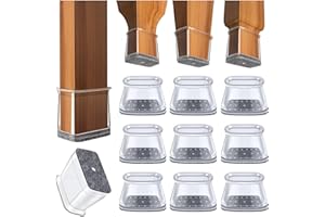 GICUNK 32 Piezas Protector Patas Sillas Rectángulo, Protector Patas Sillas Silicona Transparente para Pisos de Madera, Almohadillas Protectoras para Pies de Muebles (Ancho 19-25mm,Longitud 38-50mm