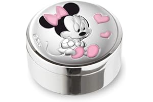 Disney Baby - Valenti & Co. - Boîte à dents en argent Minnie Mouse conçue comme une boîte souvenir pour les dents de lait du bébé
