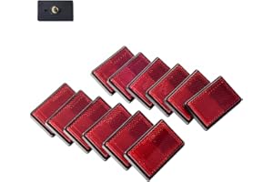 Feuunly 12 Piezas Catadioptrico Rojo Rectangular para Remolque, Catadioptrico Rojo Rectangular Fijación Tornillo, Reflectores para Remolque Camión Moto Tractor RV Bicicleta (Catadioptrico Rojo)