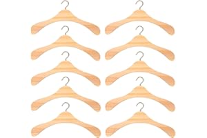 Garneck Puppenkleiderbügel Aus Holz – 10 Miniatur Kleiderbügel Für BJD Puppen - Ideal Für Puppenzubehör - 15 cm Große Puppenbügel Aus Hochwertigem Holz